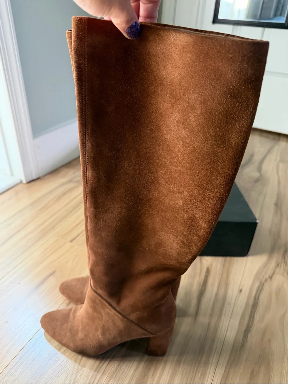 Banana Republic 7.5 Brown Suede Knee-High Block Heel Boots
